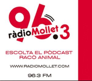 Logo de la cadena Radio Mollet en el dial 96.3 y del podcast del programa Racó Animal.